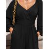 imageCUPSHE Womens Casual Loose Jumpsuits One Piece V Neck Long Lantern Sleeve Wide Leg Pants High Waist Jumpsuit With PocketsBlack