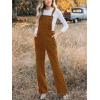 imageCUPSHE Womens Corduroy Fall Overall Jumpsuits Self Tie Strap Slanted Front Pockets Side Buttons Wide Leg Casual RompersOrange