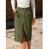imageCUPSHE Womens Denim Midi Skirts High Waisted Pencil Skirts with Slit Slim Fit Skirt with PocketsGreen