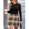imageCUPSHE Womens High Waist Plaid Skirt Causal Bodycon Pencil Wool Mini Skirts Winter Fall A Line Elegent OutfitsCoffee
