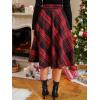 imageCUPSHE Womens Plaid Maxi Skirts Dressy A Line Tie Waist Long Skirt Casual Vintage Office with PocketsRed