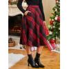 imageCUPSHE Womens Plaid Maxi Skirts Dressy A Line Tie Waist Long Skirt Casual Vintage Office with PocketsRed