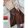 imageCUPSHE Womens Pleated Midi Skirts Dressy A Line Velvet High Waist Long SkirtBrown