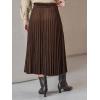 imageCUPSHE Womens Pleated Midi Skirts Dressy A Line Velvet High Waist Long SkirtBrown