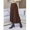 imageCUPSHE Womens Pleated Midi Skirts Dressy A Line Velvet High Waist Long SkirtBrown