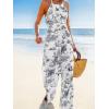 imageCUPSHE Womens Summer Jumpsuit Halter Casual Dressy Sleeveless One Piece Outfit Pockets Wide leg Pants RomperBlack Printed