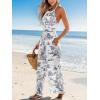 imageCUPSHE Womens Summer Jumpsuit Halter Casual Dressy Sleeveless One Piece Outfit Pockets Wide leg Pants RomperBlack Printed