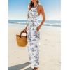imageCUPSHE Womens Summer Jumpsuit Halter Casual Dressy Sleeveless One Piece Outfit Pockets Wide leg Pants RomperBlack Printed