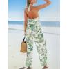 imageCUPSHE Womens Summer Jumpsuit Halter Casual Dressy Sleeveless One Piece Outfit Pockets Wide leg Pants RomperGreen Printed