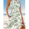 imageCUPSHE Womens Summer Jumpsuit Halter Casual Dressy Sleeveless One Piece Outfit Pockets Wide leg Pants RomperGreen Printed
