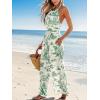 imageCUPSHE Womens Summer Jumpsuit Halter Casual Dressy Sleeveless One Piece Outfit Pockets Wide leg Pants RomperGreen Printed