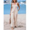imageCUPSHE Womens Summer Jumpsuits Striped Wide Leg Overall Casual Straps Button Loose Maxi Rompers with PocketsBrown Striped