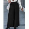imageCUPSHE Womens Wide Leg Pants Elastic High Waisted Beach Trousers Cotton Linen Summer PalazzoSolid Black