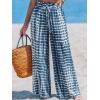 imageCUPSHE Womens Wide Leg Pants Elastic High Waisted Beach Trousers Cotton Linen Summer PalazzoTie Dye Blue