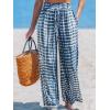 imageCUPSHE Womens Wide Leg Pants Elastic High Waisted Beach Trousers Cotton Linen Summer PalazzoTie Dye Blue