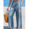 imageCUPSHE Womens Wide Leg Pants Elastic High Waisted Beach Trousers Cotton Linen Summer PalazzoTie Dye Blue