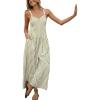 imageCUPSHE Maxi Jumpsuit for Women Striped Sleeveless Smocked Cutout Back Wide Leg Summer Casual Overall RomperGreen Striped