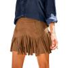 imageCUPSHE Skirts Womens Suede Fringe Cowgirl Country Concert Outfit Terra Cotta High Waist Fringe Mini Skirt WesternBrown