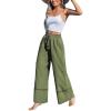 imageCUPSHE Summer Wide Leg Pants for Women Trendy Tie Waist High Waisted Palazzo Straight Pant with PocketsGreen