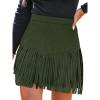 imageCUPSHE Women Fringe Skirts Western Cowgirl Terra Cotta High Waist Mini Skirt Suede Tassel Short Counrty ConcertDeep Olive