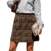 imageCUPSHE Women Mini Plaid Skirts Tweed High Waist Bodycon Pencil Hem Fall Winter Dressy Outfits ShortsCoffee