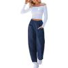 imageCUPSHE Women Pants HighWaisted Cargo Pant Pockets Leg Cotton Fit Coverup Elastic Work Casual DressyOcean Blue