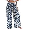 imageCUPSHE Women Wide Leg Pants High Waisted Trousers Linen Palazzo Lounge Beach Cover Ups Flowy PantsAbstract Blue