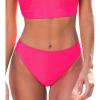 imageCUPSHE Womens Bikini Bottom Separate Mid Rise Full Coverage Swimsuit Bottom OnlyBright Pink