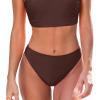 imageCUPSHE Womens Bikini Bottom Separate Mid Rise Full Coverage Swimsuit Bottom OnlyChocolate Brown