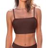 imageCUPSHE Womens Bikini Top Swimsuit Ruching Bandeau Top Spaghetti Adjustable StrapsChocolate Brown