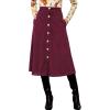 imageCUPSHE Womens Button Front Midi Skirts Aline High Waist Long Skirt Western Casual VacationRed