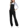 imageCUPSHE Womens Corduroy Fall Overall Jumpsuits Self Tie Strap Slanted Front Pockets Side Buttons Wide Leg Casual RompersBlack