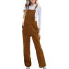 imageCUPSHE Womens Corduroy Fall Overall Jumpsuits Self Tie Strap Slanted Front Pockets Side Buttons Wide Leg Casual RompersOrange