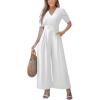 imageCUPSHE Womens Maxi Jumpsuit Dressy V Neck Half Sleeves Wide Leg Tunic Waist Pockets One Piece Outfit Overall Casual RomperWhite