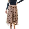 imageCUPSHE Womens Mesh Midi SkirtsTulle A Line Fairy Patterned High Waist Dressy Long Skirt Casual Vacation OutfitsBrown