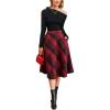 imageCUPSHE Womens Plaid Maxi Skirts Dressy A Line Tie Waist Long Skirt Casual Vintage Office with PocketsRed