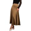 imageCUPSHE Womens Satin Midi Skirts A Line High Waisted Flowy Elegant Long Skirt Casual Vacation OutfitsCoffee
