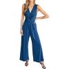 imageCUPSHE Womens Sleeveless Jumpsuits Dressy One Piece V Neck Twist Front Wide Leg Long Pants JumpsuitBlue