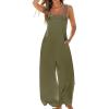 imageCUPSHE Womens Sleeveless Spaghetti Strap Jumpsuit Wide Leg Dressy Work Beach Vacation Long Pants with PocketsGreen