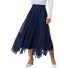 imageWomens Long Maxi Tulle Skirts Dressy ALine Puffy Fairy High Waist Mesh Skirt Party VacationNavy Blue