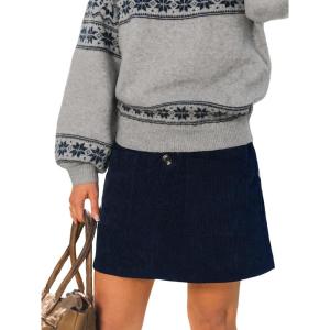 imageCUPSHE Skirt Women Button Front Mini Skirts Aline Shorts Casual VacationNavy