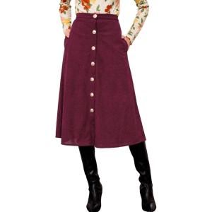 imageCUPSHE Womens Button Front Midi Skirts Aline High Waist Long Skirt Western Casual VacationRed