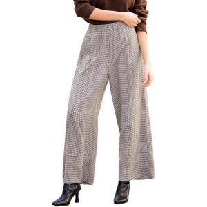 imageCUPSHE Womens Gingham Palazzo Pants Plaid Wide Leg High Waisted Lounge Pajama Pants Cute Casual Trousers with PocketsBlack