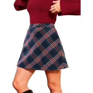 imageCUPSHE Womens High Waist Plaid Skirt Causal Bodycon Pencil Wool Mini Skirts Winter Fall A Line Elegent OutfitsNavy