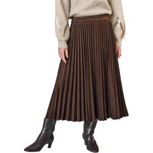 imageCUPSHE Womens Pleated Midi Skirts Dressy A Line Velvet High Waist Long SkirtBrown