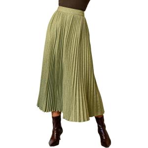 imageCUPSHE Womens Pleated Midi Skirts Dressy A Line Velvet High Waist Long SkirtGreen