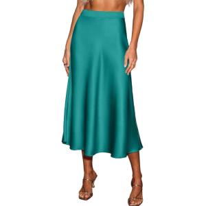 imageCUPSHE Womens Satin Skirt Flowy A Line Cocktail Party Wedding High Waist Long Midi Skirts Fall Summer Vacation OutfitsGreen