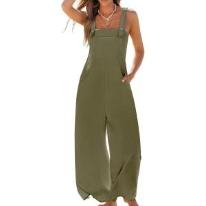 imageCUPSHE Womens Sleeveless Spaghetti Strap Jumpsuit Wide Leg Dressy Work Beach Vacation Long Pants with PocketsGreen