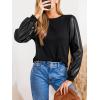 imageCUPSHE Faux Leather Tops for Women Long Sleeve Mock Neck Blouse Fall Fashion 2025Black