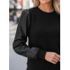 imageCUPSHE Faux Leather Tops for Women Long Sleeve Mock Neck Blouse Fall Fashion 2025Black